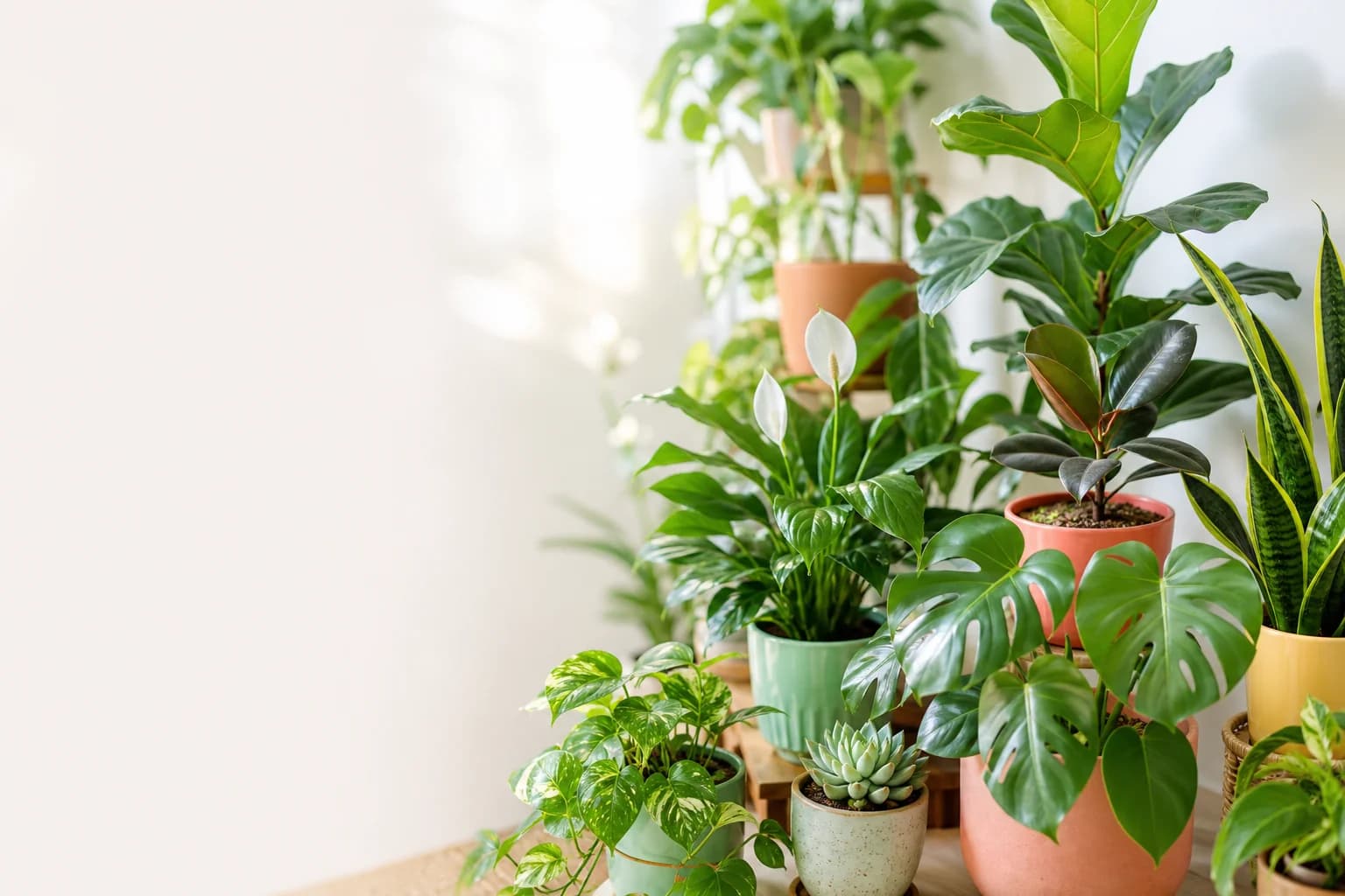 多様な観葉植物のコレクション
